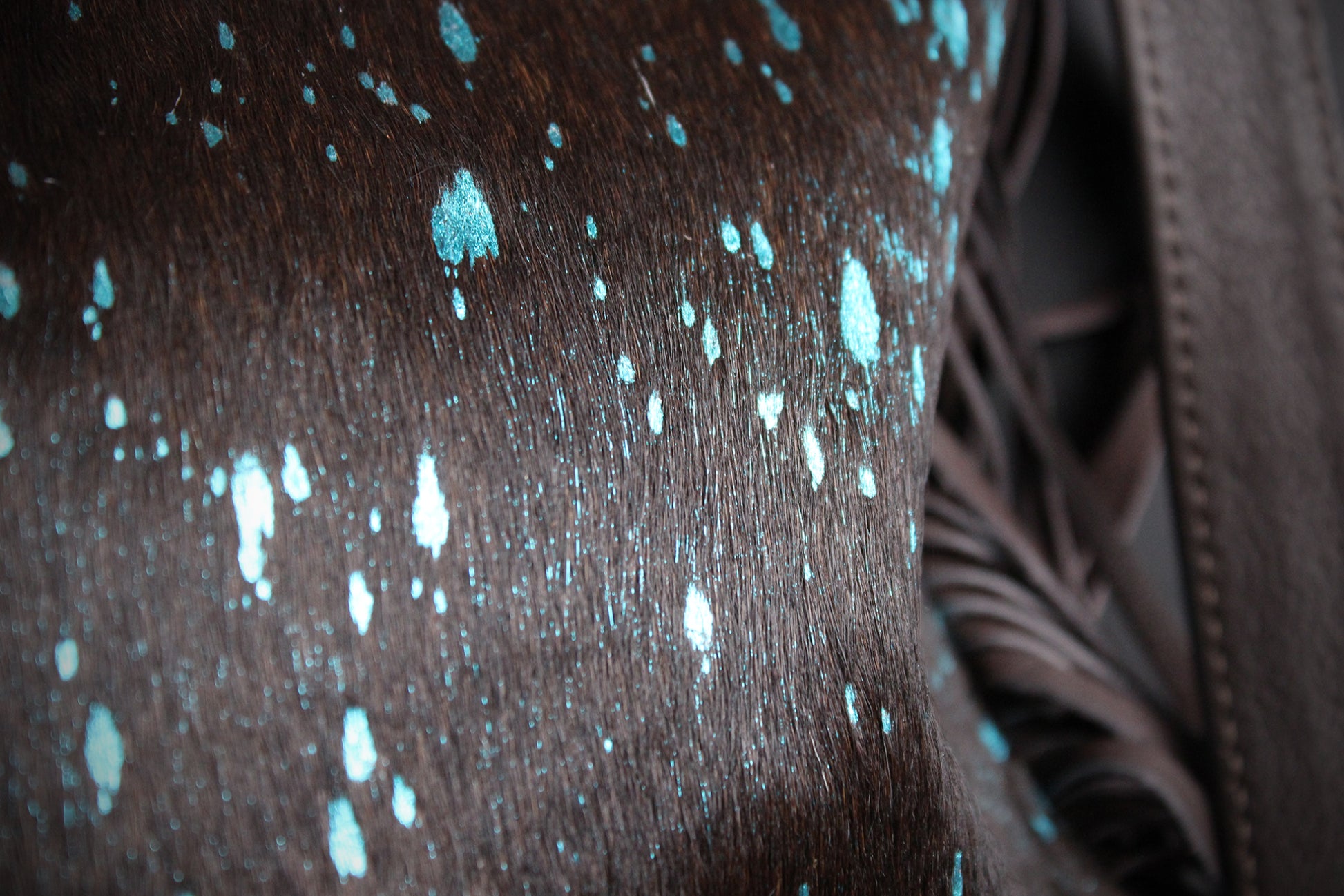 The Cosmic Cowgirl Leather Shoulder Bag : Cowhide with Fringe