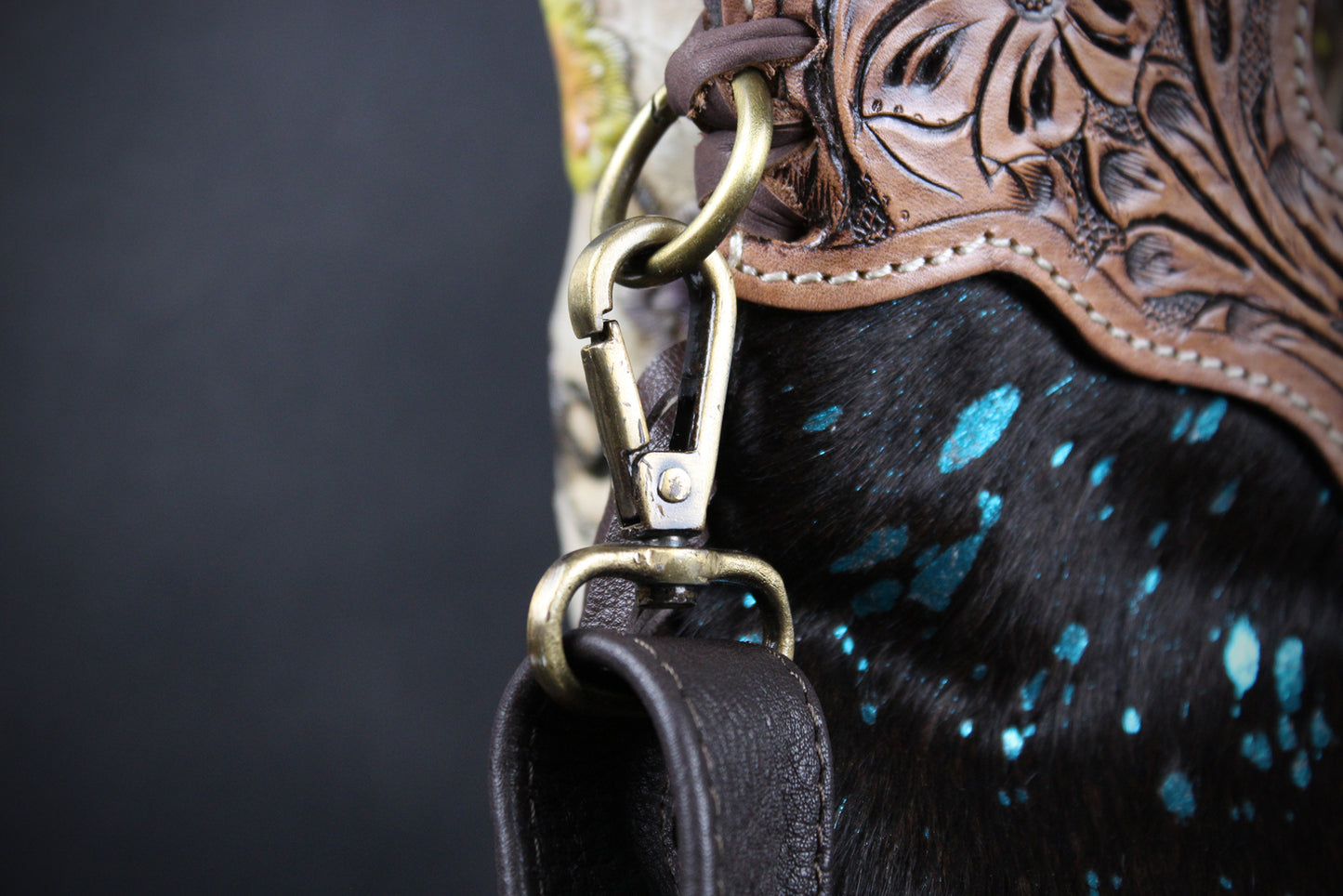 The Cosmic Cowgirl Leather Shoulder Bag : Cowhide with Fringe