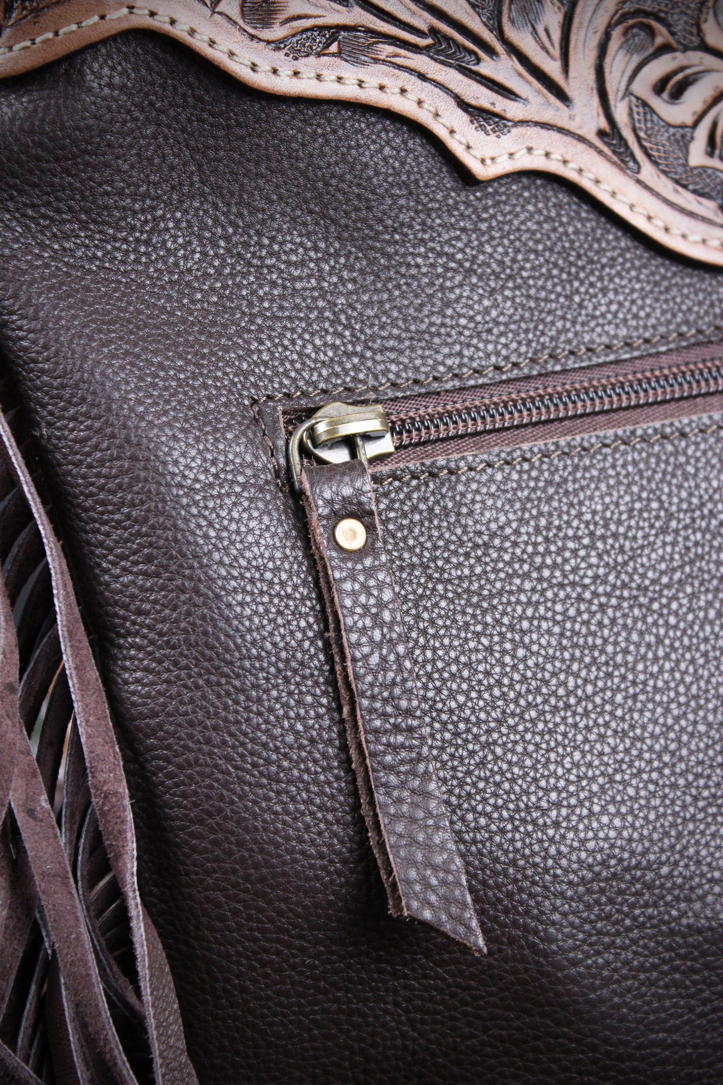 The Cosmic Cowgirl Leather Shoulder Bag : Cowhide with Fringe