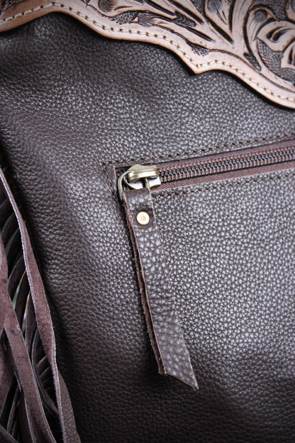 The Cosmic Cowgirl Leather Shoulder Bag : Cowhide with Fringe