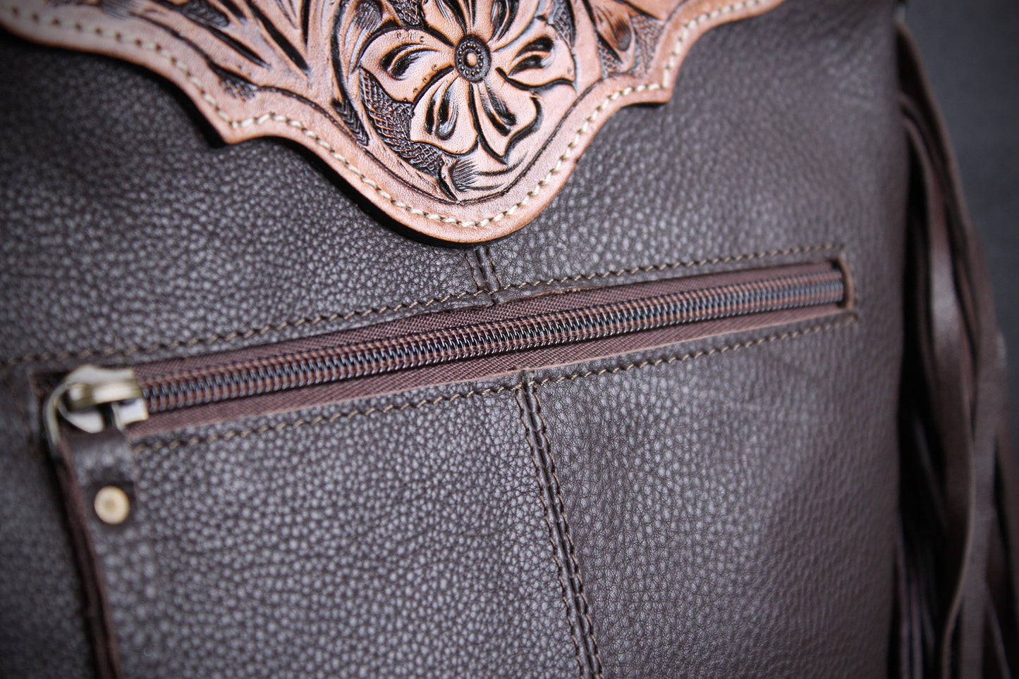 The Cosmic Cowgirl Leather Shoulder Bag : Cowhide with Fringe