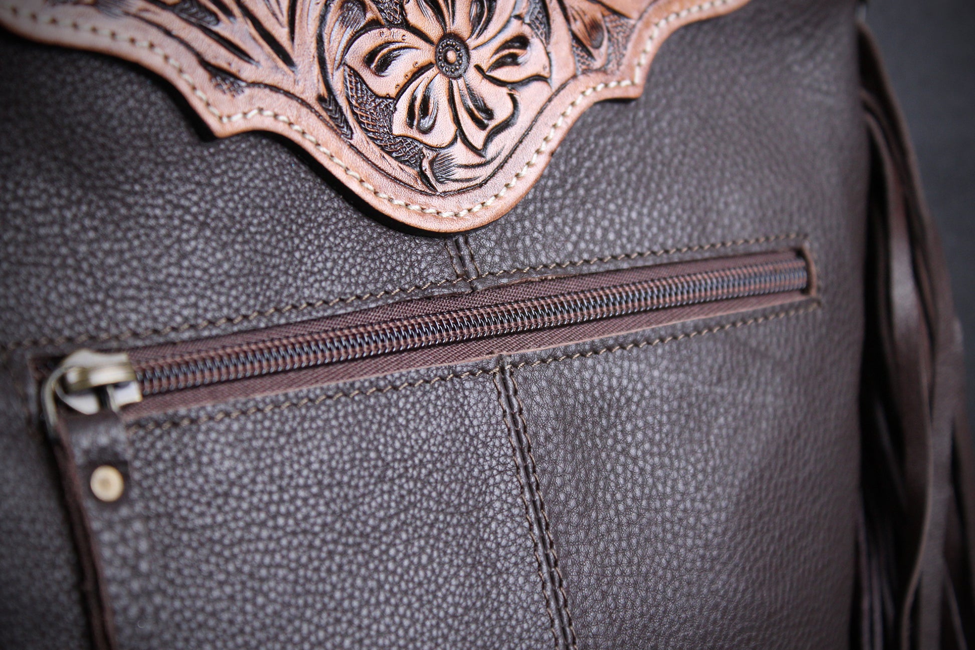 The Cosmic Cowgirl Leather Shoulder Bag : Cowhide with Fringe