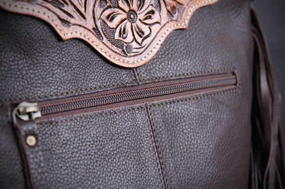 The Cosmic Cowgirl Leather Shoulder Bag : Cowhide with Fringe