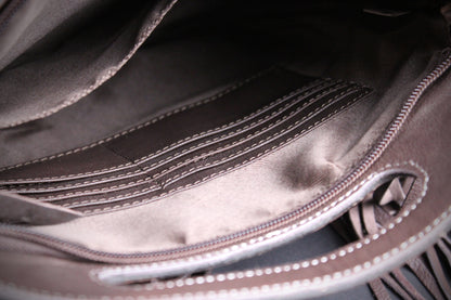 The Cosmic Cowgirl Leather Shoulder Bag : Cowhide with Fringe