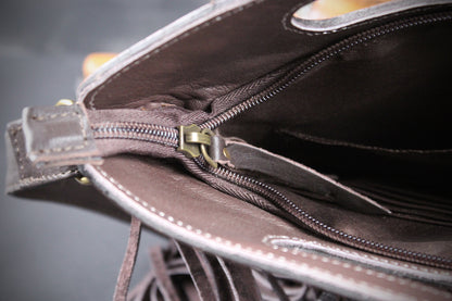 The Cosmic Cowgirl Leather Shoulder Bag : Cowhide with Fringe