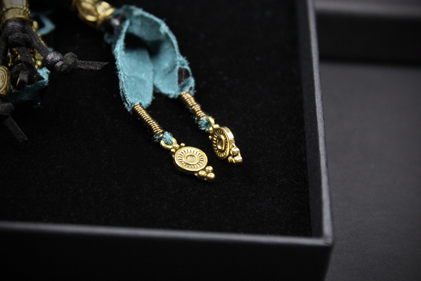 The Emerald Heart Bracelet Set : Green Python Print Charm Fabric Wrist Wrap Cuff Set