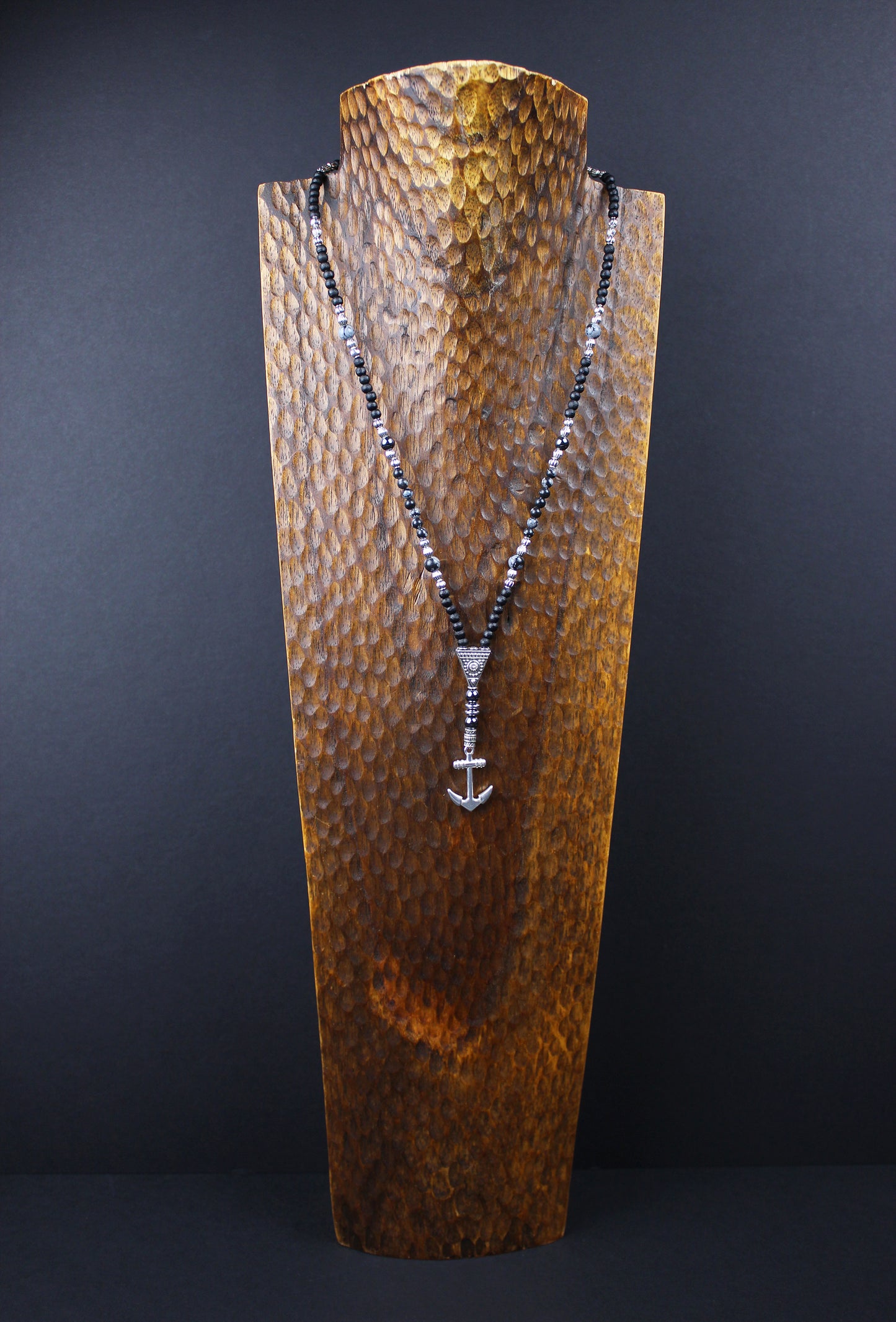 The Davey Jones Necklace : Short Unisex Necklace with black and silver detailing and a cool anchor pendant