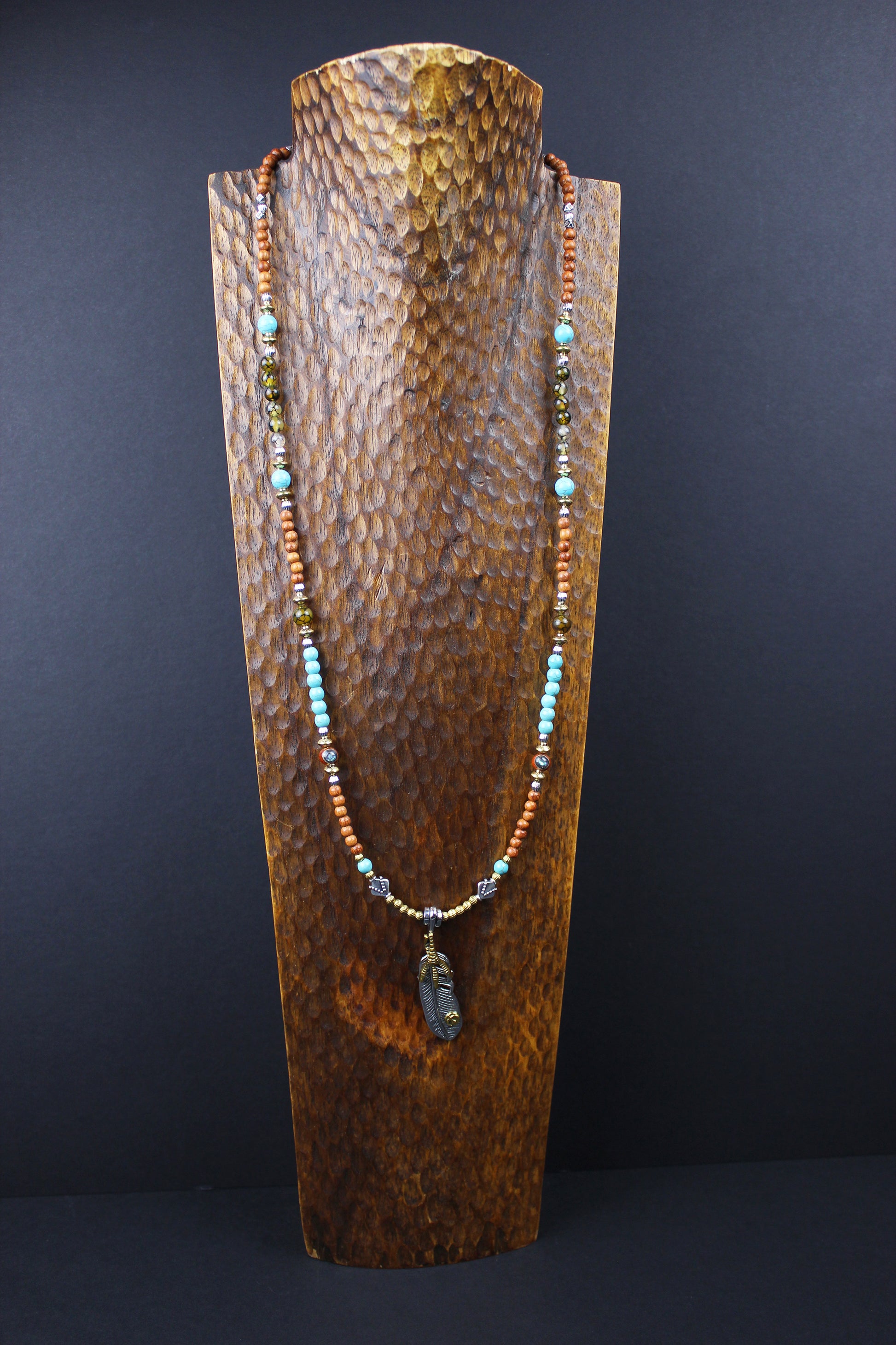 The Montana Necklace, Detailed with madre de cacao, howlite, tiger's eye and silver beading.