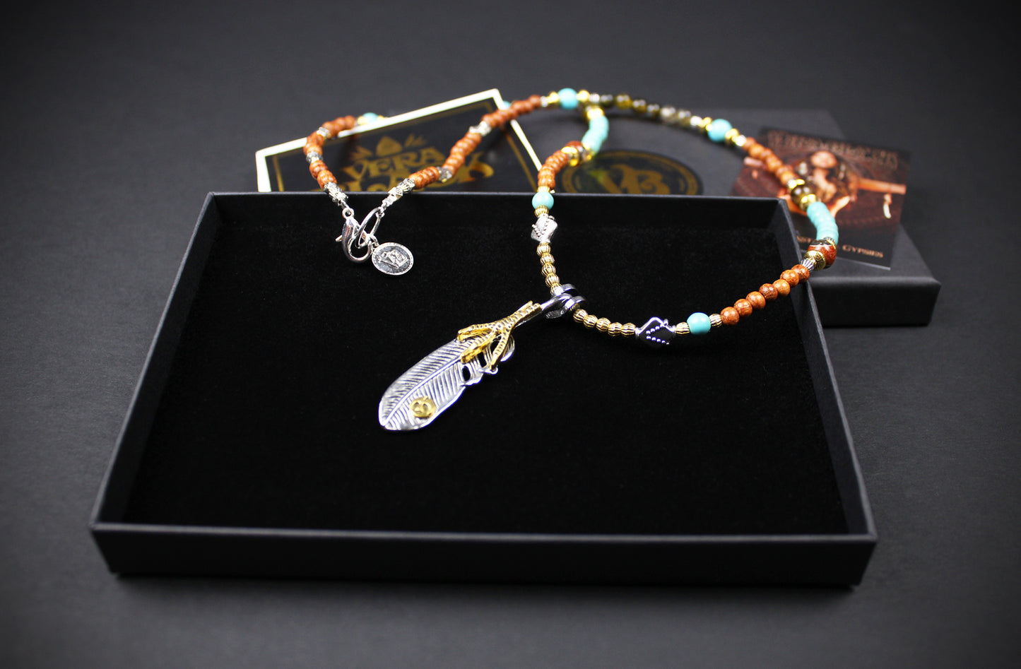 The Montana Necklace, Detailed with madre de cacao, howlite, tiger's eye and silver beading.