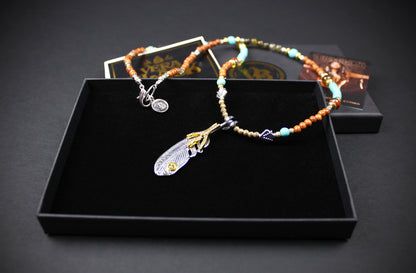 The Montana Necklace, Detailed with madre de cacao, howlite, tiger's eye and silver beading.