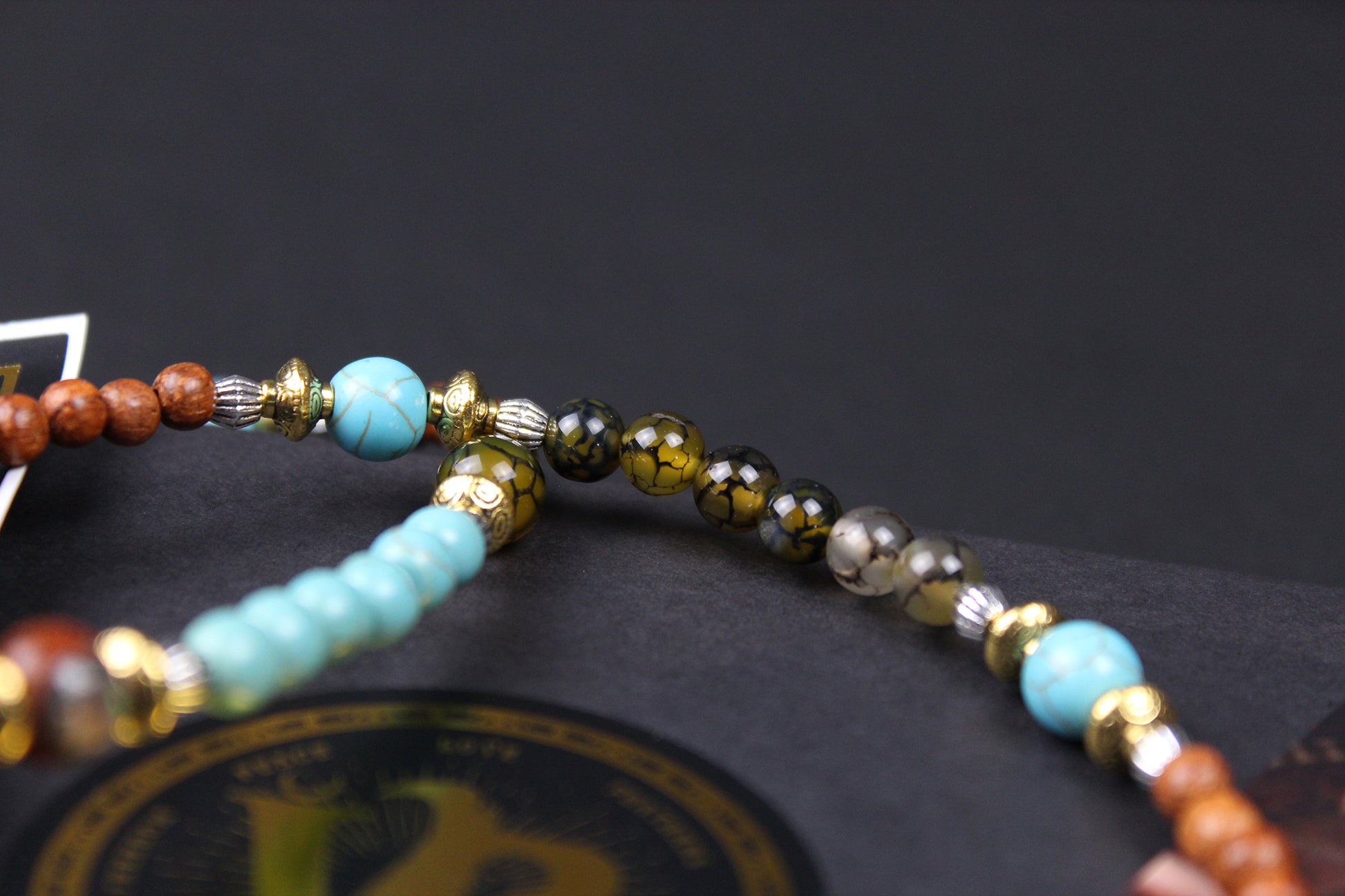 The Montana Necklace, Detailed with madre de cacao, howlite, tiger's eye and silver beading.