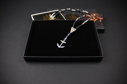 The Davey Jones Necklace : Short Unisex Necklace with black and silver detailing and a cool anchor pendant