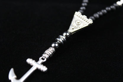 The Davey Jones Necklace : Short Unisex Necklace with black and silver detailing and a cool anchor pendant