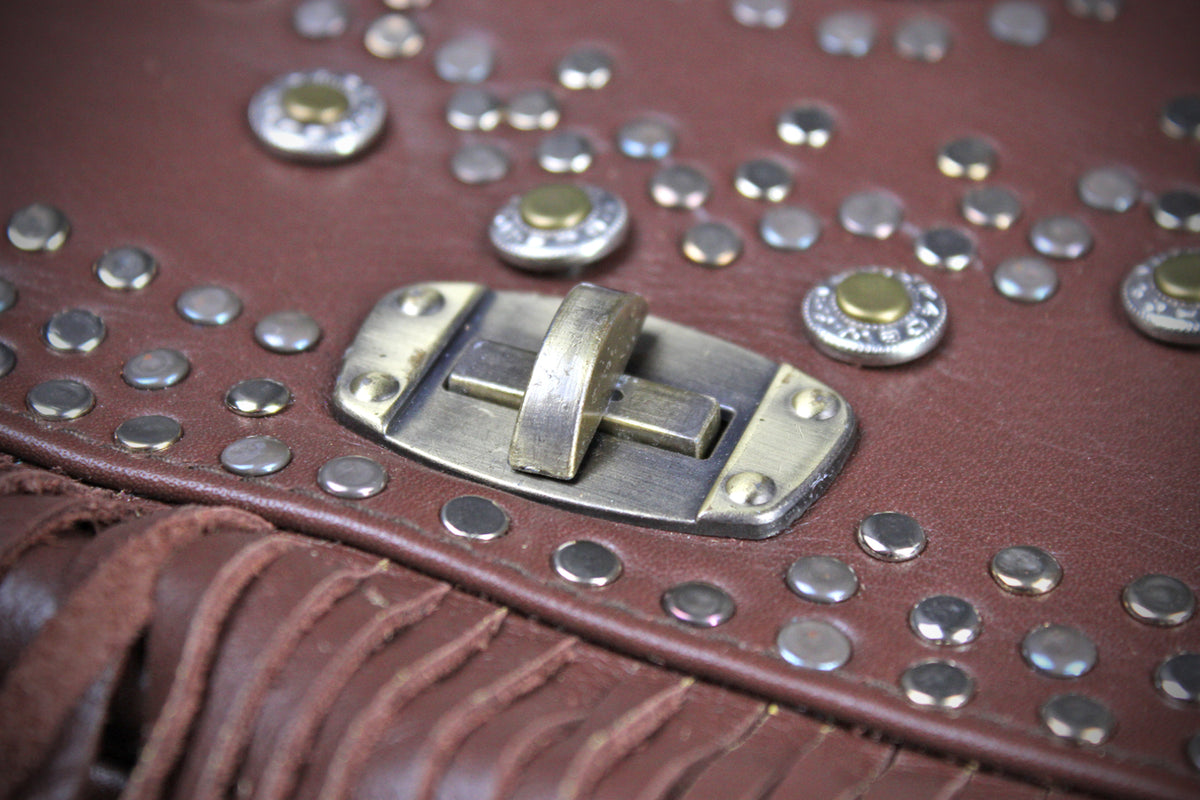 The Clover Bag - Brown Edition, goat leather, tassel fringe bag, intricate detailing inside and outside pockets