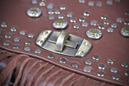 The Clover Bag - Brown Edition, goat leather, tassel fringe bag, intricate detailing inside and outside pockets