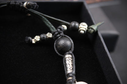 Pirate's Booty Bracelet - Black & Silver : Unisex Adjustable Rock n Roll Leather Bracelet