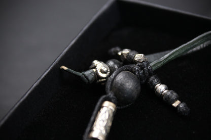 Pirate's Booty Bracelet - Black & Silver : Unisex Adjustable Rock n Roll Leather Bracelet