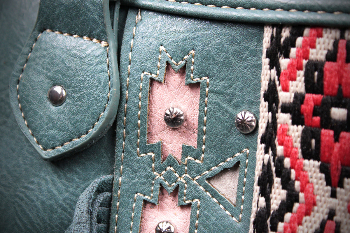 The Dallas Shoulder Bag : Turquoise Colour PU Leather Western Style Bag