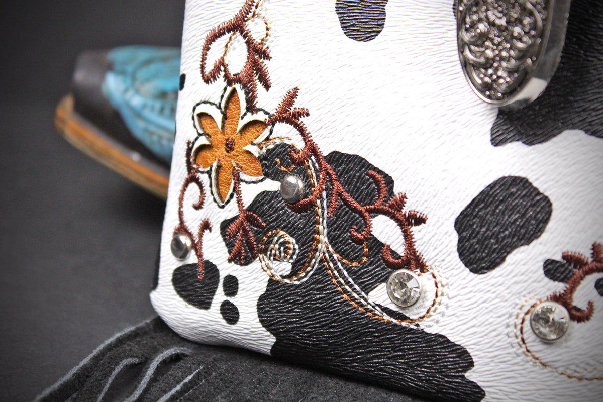 The Wyoming Shoulder Bag : Cow Hide Print PU Leather Western Style Bag