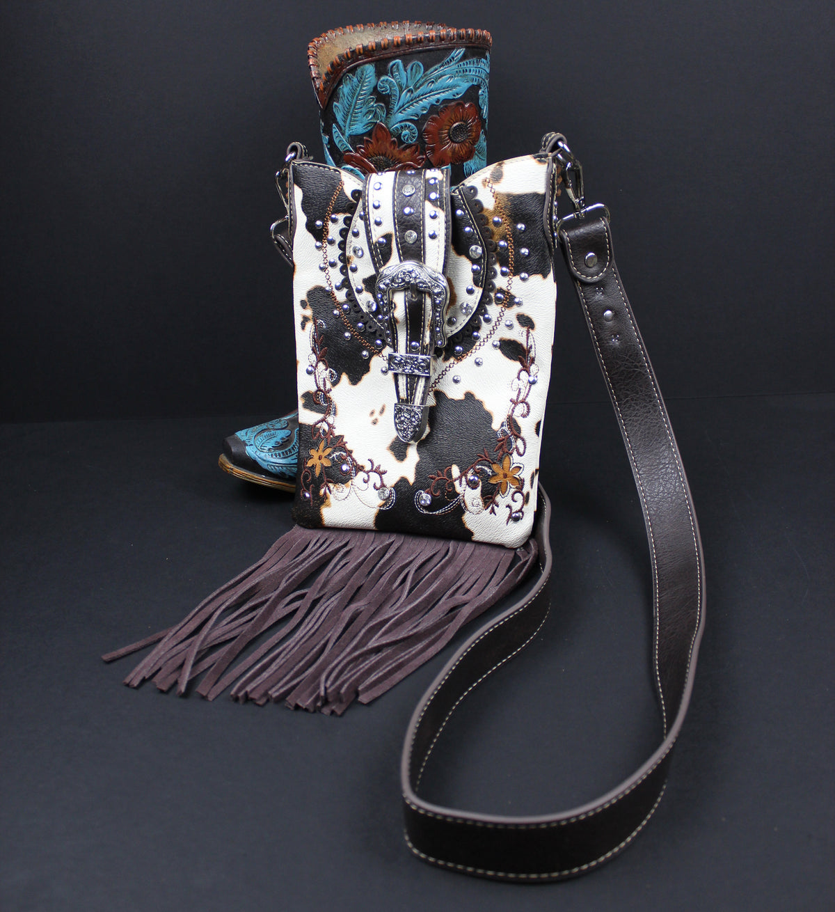 The Dakota Shoulder Bag : Cow Hide Print PU Leather Western Style Bag