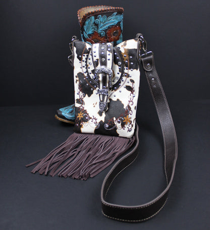 The Dakota Shoulder Bag : Cow Hide Print PU Leather Western Style Bag