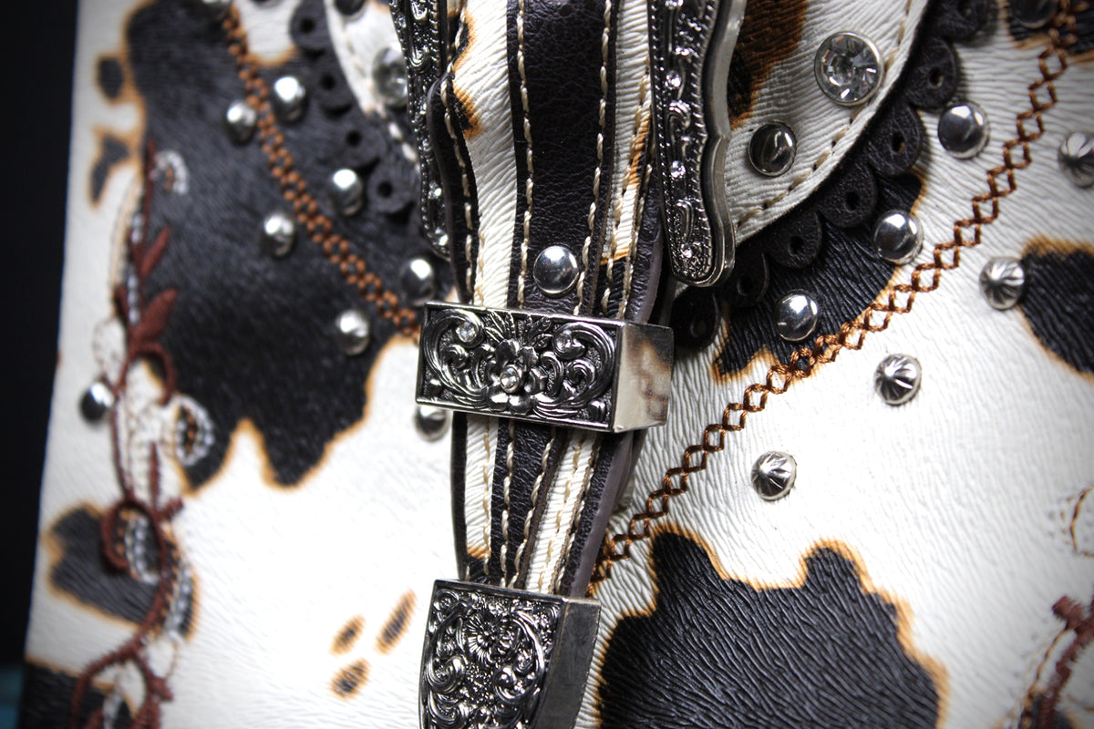 The Dakota Shoulder Bag : Cow Hide Print PU Leather Western Style Bag