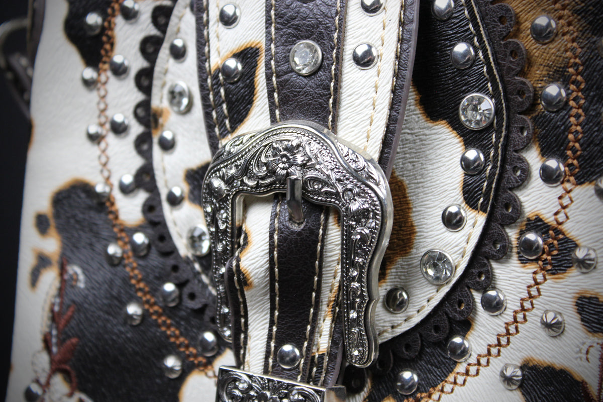 The Dakota Shoulder Bag : Cow Hide Print PU Leather Western Style Bag