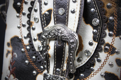 The Dakota Shoulder Bag : Cow Hide Print PU Leather Western Style Bag