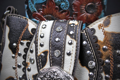 The Dakota Shoulder Bag : Cow Hide Print PU Leather Western Style Bag