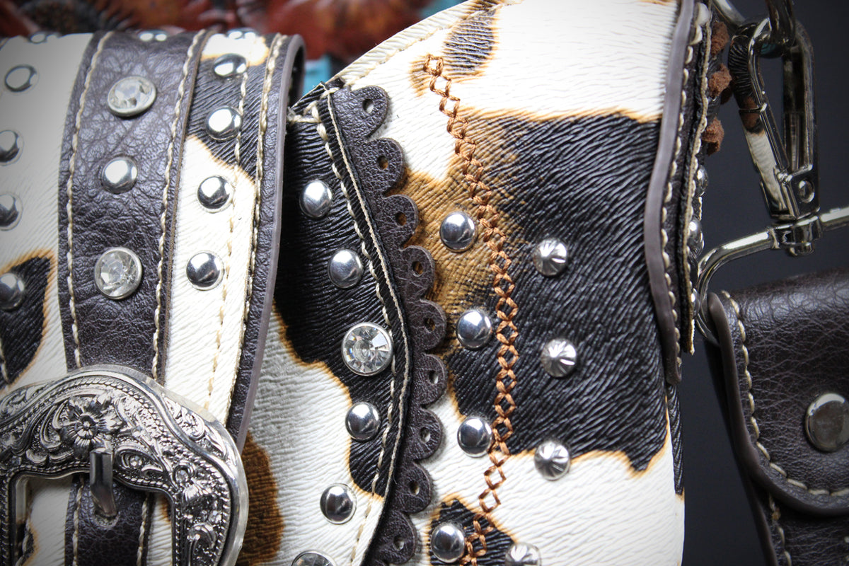 The Dakota Shoulder Bag : Cow Hide Print PU Leather Western Style Bag