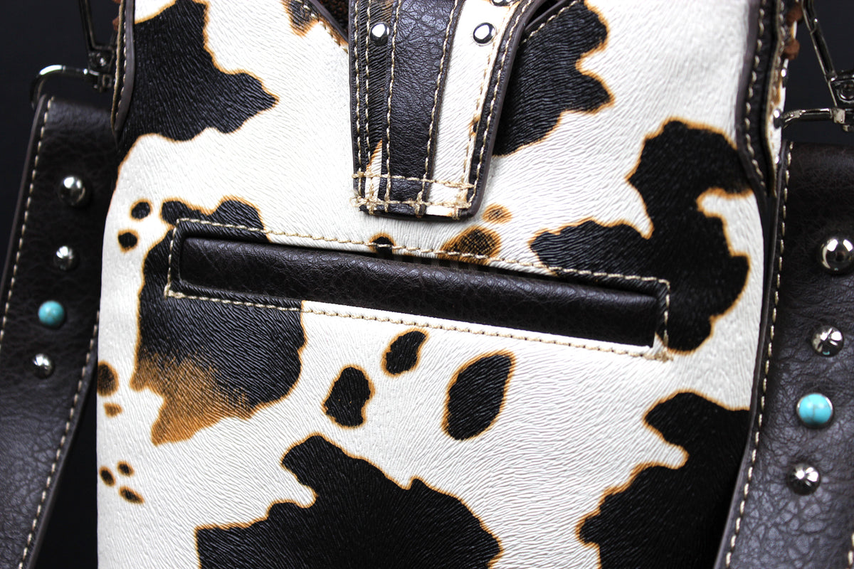 The Dakota Shoulder Bag : Cow Hide Print PU Leather Western Style Bag