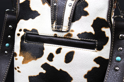 The Dakota Shoulder Bag : Cow Hide Print PU Leather Western Style Bag
