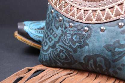 The Austin Shoulder Bag : Turquoise PU Leather Western Style Bag