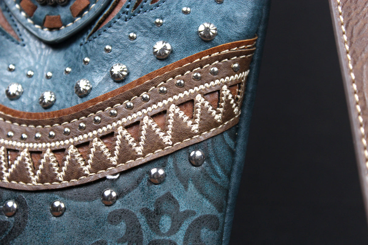 The Austin Shoulder Bag : Turquoise PU Leather Western Style Bag