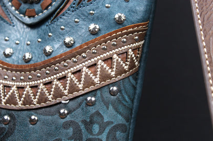 The Austin Shoulder Bag : Turquoise PU Leather Western Style Bag