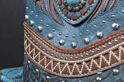 The Austin Shoulder Bag : Turquoise PU Leather Western Style Bag
