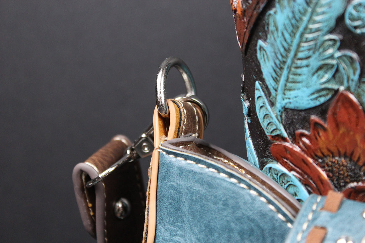 The Austin Shoulder Bag : Turquoise PU Leather Western Style Bag