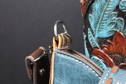 The Austin Shoulder Bag : Turquoise PU Leather Western Style Bag