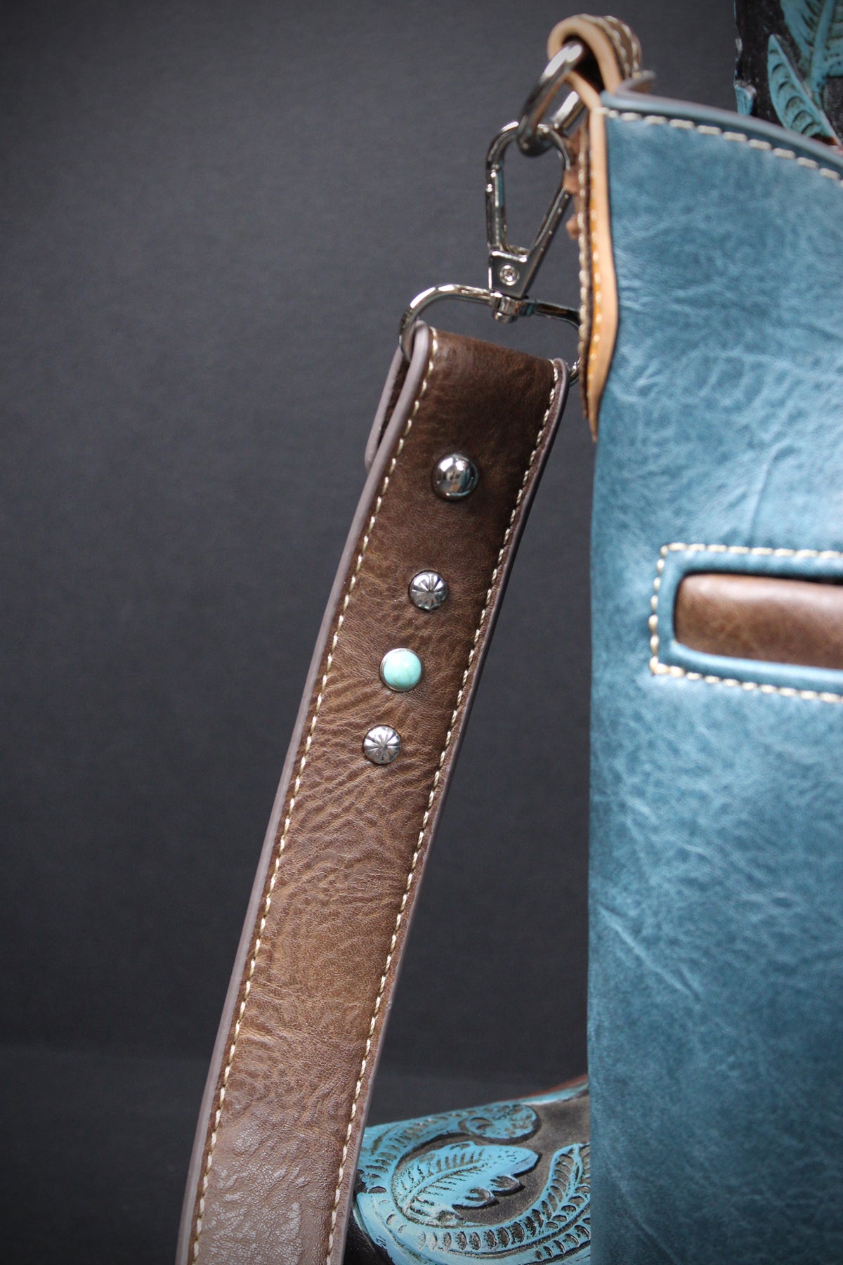 The Austin Shoulder Bag : Turquoise PU Leather Western Style Bag