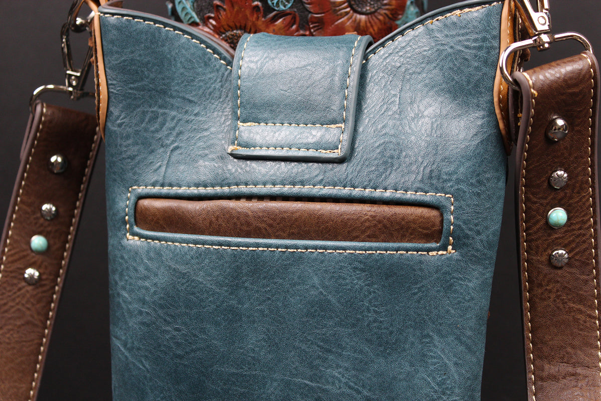 The Austin Shoulder Bag : Turquoise PU Leather Western Style Bag