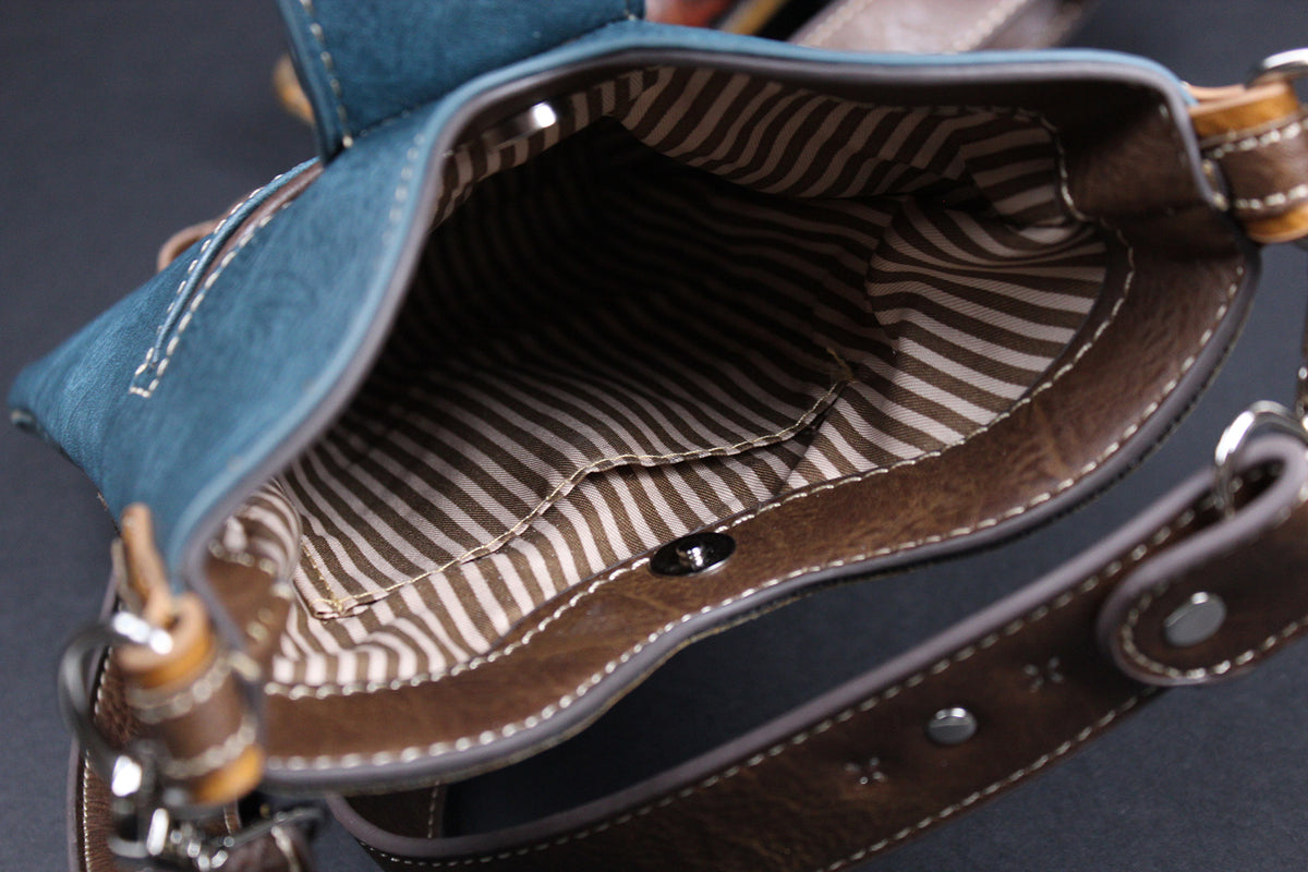 The Austin Shoulder Bag : Turquoise PU Leather Western Style Bag