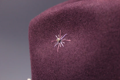 One Off Custom Fedora: Plum Wool Felt Wide Flat Brim Fedora Large 59cm