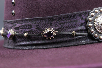 One Off Custom Fedora: Plum Wool Felt Wide Flat Brim Fedora Large 59cm