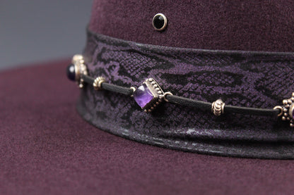 One Off Custom Fedora: Plum Wool Felt Wide Flat Brim Fedora Large 59cm