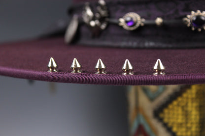 One Off Custom Fedora: Plum Wool Felt Wide Flat Brim Fedora Large 59cm