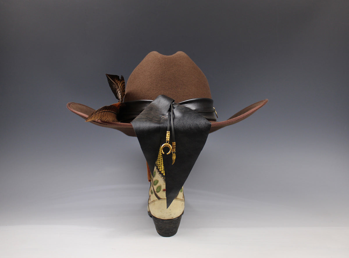 One Off Cattleman Cowboy Hat - Brown with Tiger's Eye & Gold Detailing