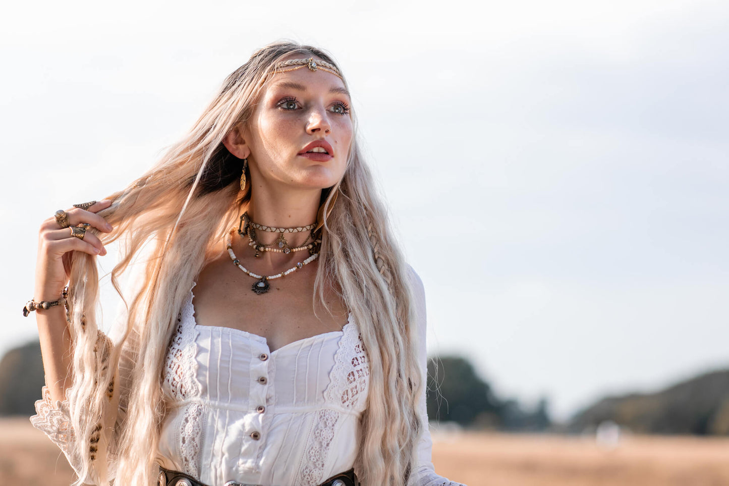 Cream & Gold Moonstone Headpiece