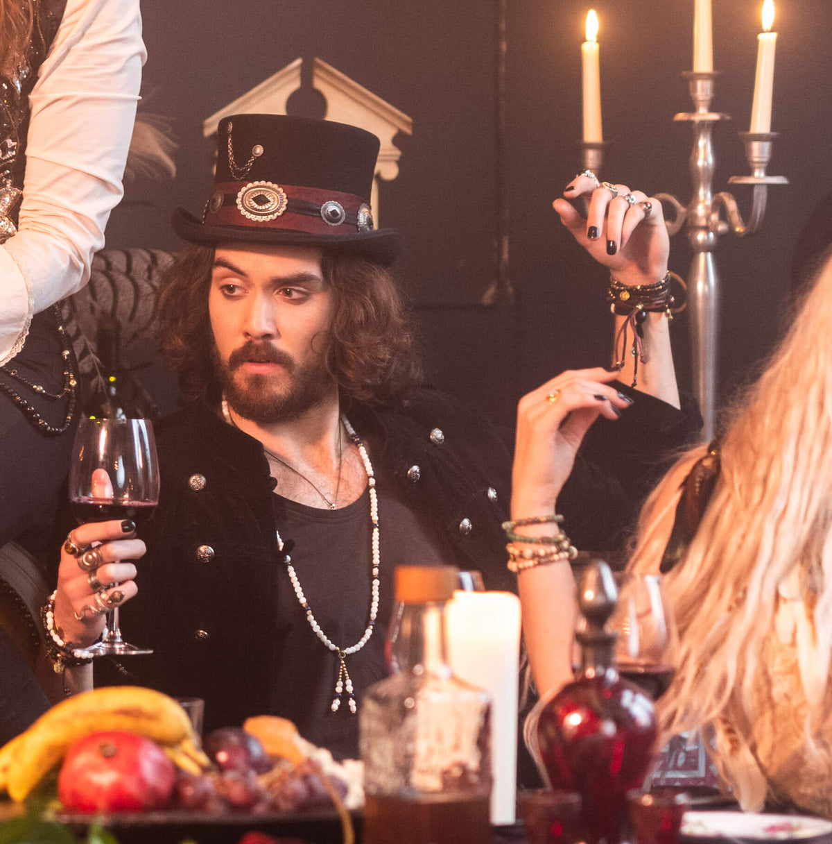 The Hollywood Vamp Necklace woen by a bohemian wedding guest