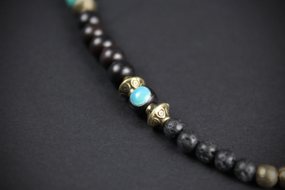 The Savannah Beaded Necklace - Short Country & Western Cowgirl Style Turquoise Black Bronze cowboy ebony wood rock n roll tribal style