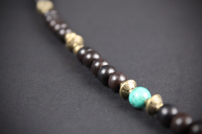 The Savannah Beaded Necklace - Short Country & Western Cowgirl Style Turquoise Black Bronze cowboy ebony wood rock n roll tribal style